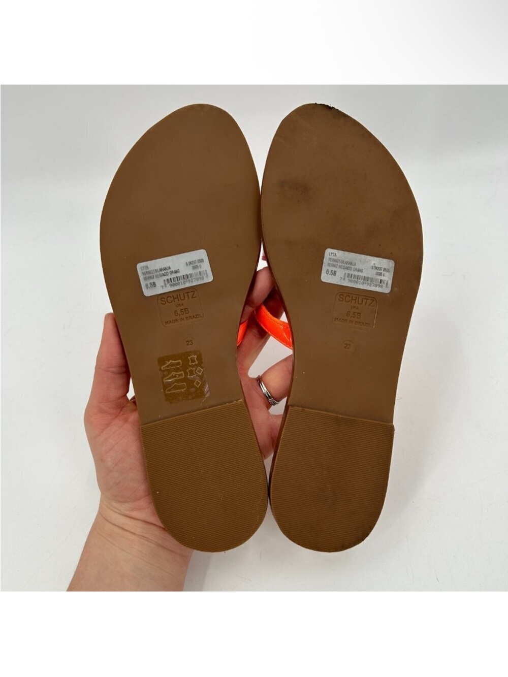 SCHUTZ Neon Orange Patent Slide Sandal - Picture 3 of 5